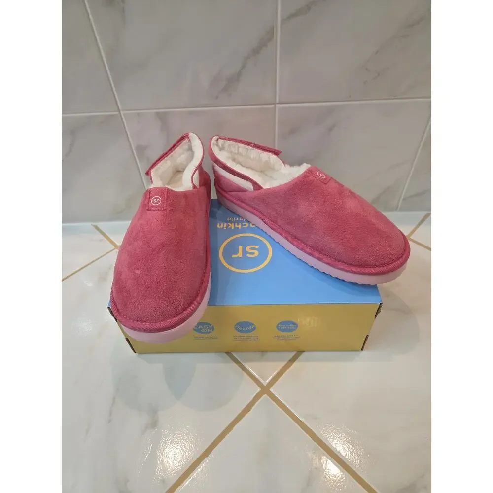 Munchkin by Stride Girl's Pink Slip on Slippers with Ankle Straps Size 4
